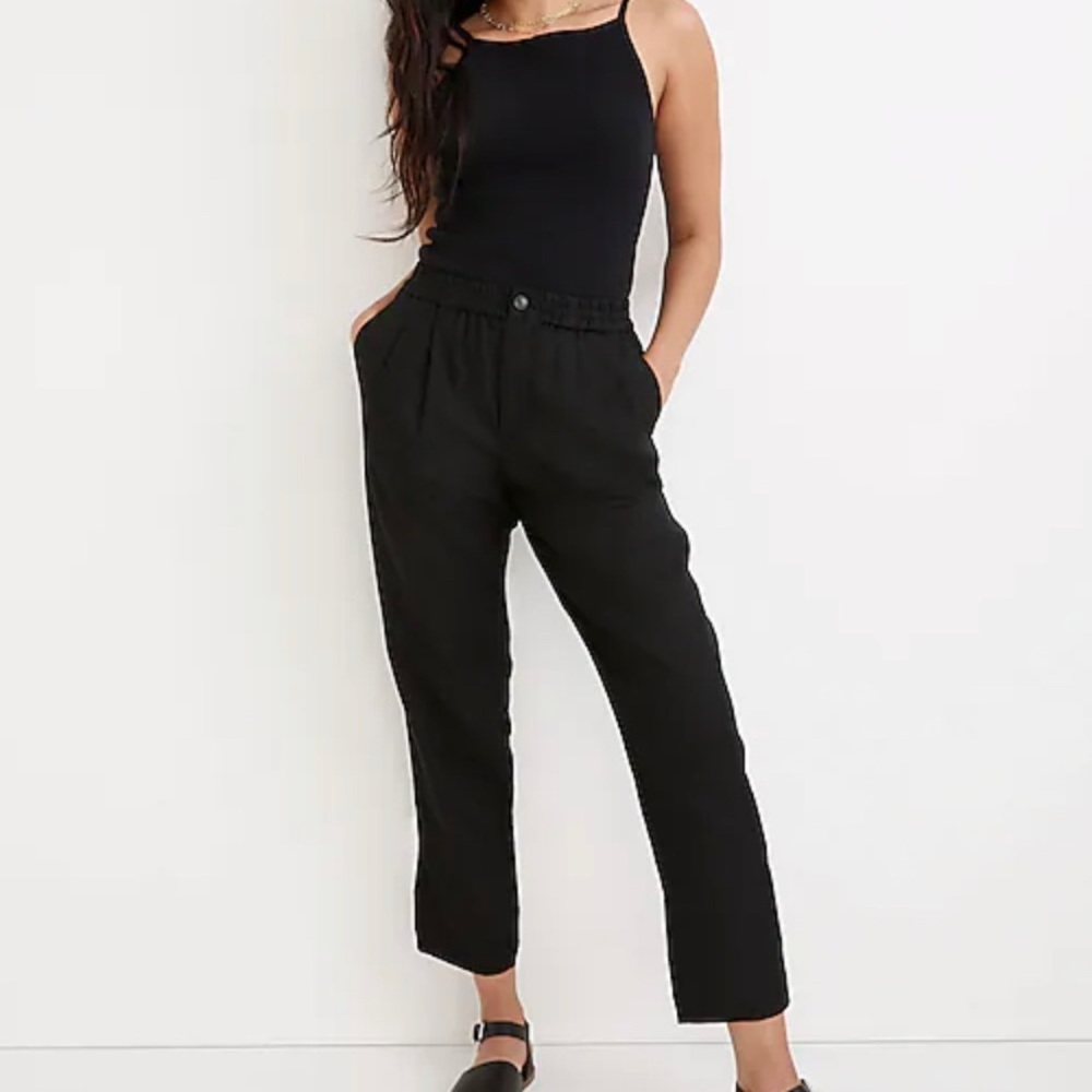 Madewell Linen Blend Track Pants in Black, Size Small